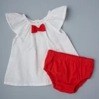 194730 Рубашечка с крылышками+трусики хлопок+интерлок белый+ красный